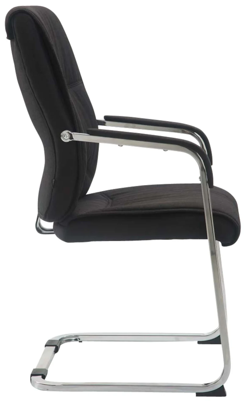 Lot de 2 fauteuils de bureau sans roulettes XXL jusqu'à 260 kg en tissu noir et métal chromé 10_0008463