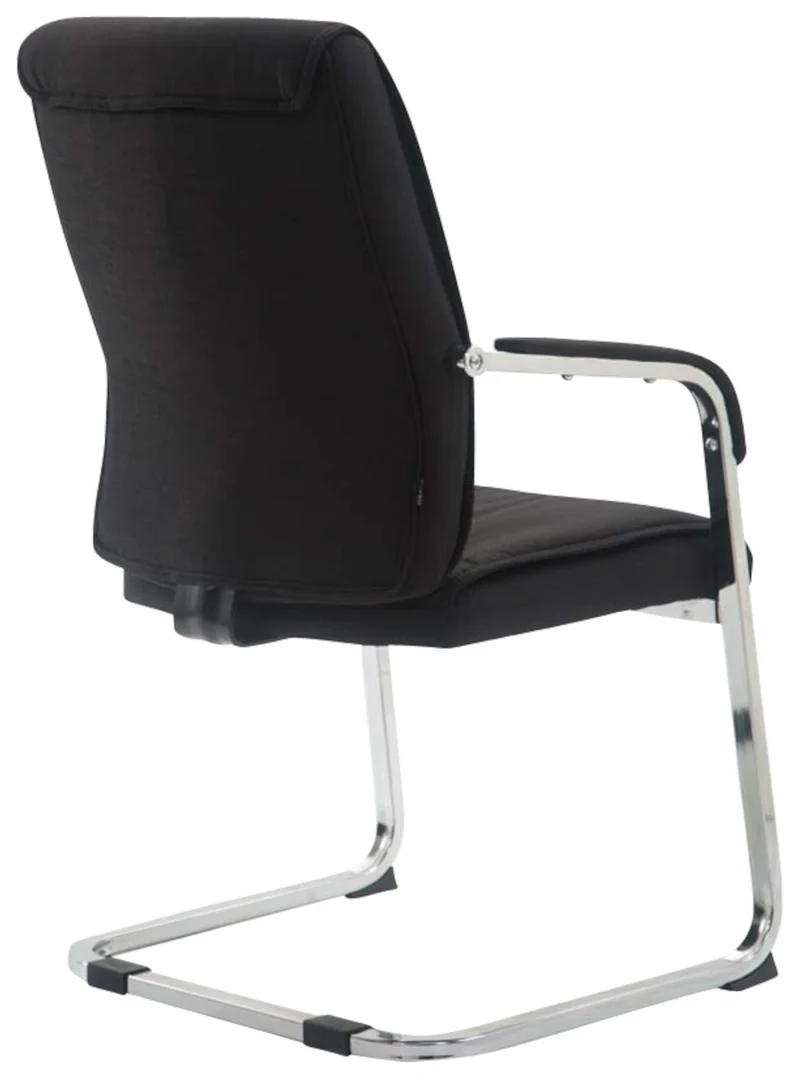 Lot de 2 fauteuils de bureau sans roulettes XXL jusqu'à 260 kg en tissu noir et métal chromé 10_0008463