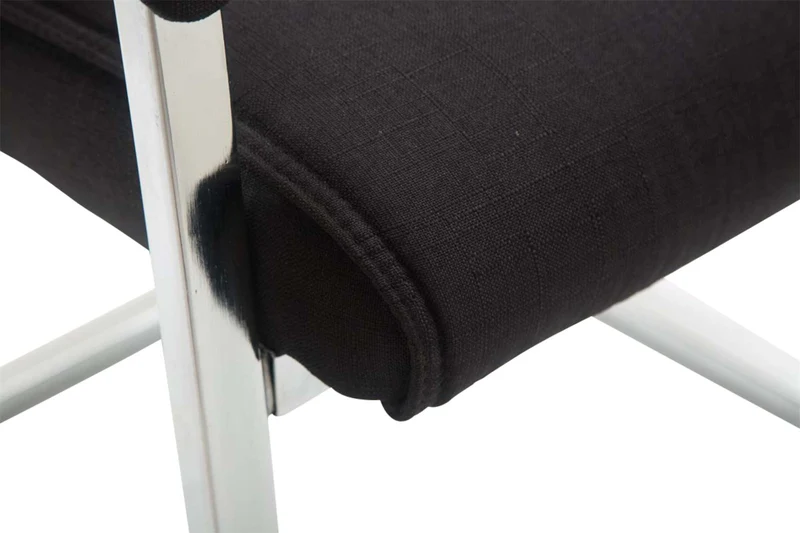 Lot de 2 fauteuils de bureau sans roulettes XXL jusqu'à 260 kg en tissu noir et métal chromé 10_0008463