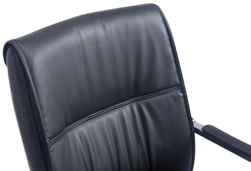 Lot de 2 fauteuils de bureau sans roulettes XXL jusqu'à 260 kg en PVC noir et métal chromé 10_0006974