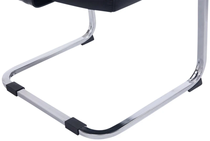 Lot de 2 fauteuils de bureau sans roulettes XXL jusqu'à 260 kg en PVC noir et métal chromé 10_0006974