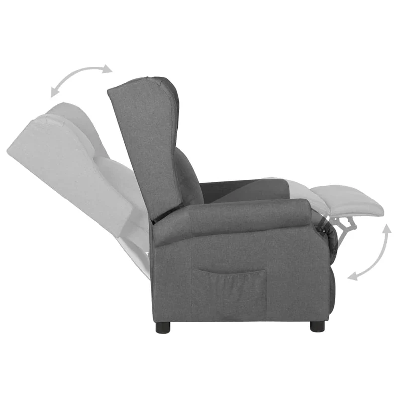 Fauteuil relax TV rembourrage confortable fonction d'inclinaison manuelle en tissu gris clair DEC027892