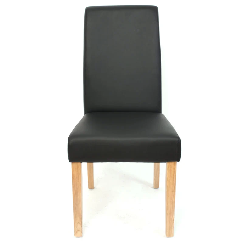 Lot de 6 chaises de salle à manger coins et bords arrondis PVC noir mat pieds en bois clairs 04_0000741