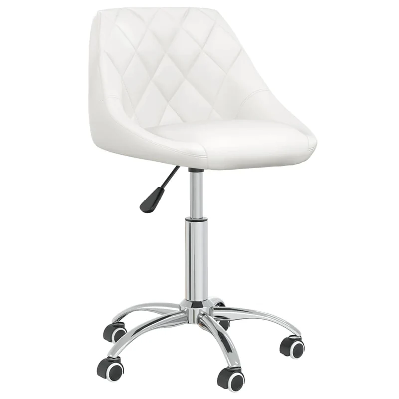 Tabouret de travail sur roulettes hauteur réglable en PVC blanc et acier DEC025062
