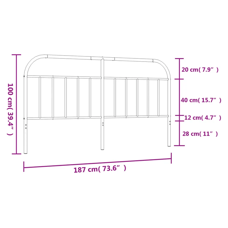 Tête de lit accessoire couchage chambre à coucher meuble 180 cm métal noir TDL0202424