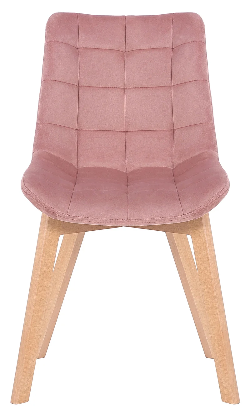 Lot de 2 chaises de salle à manger rembourrage généreux en velours rose piètement en bois 10_0007573