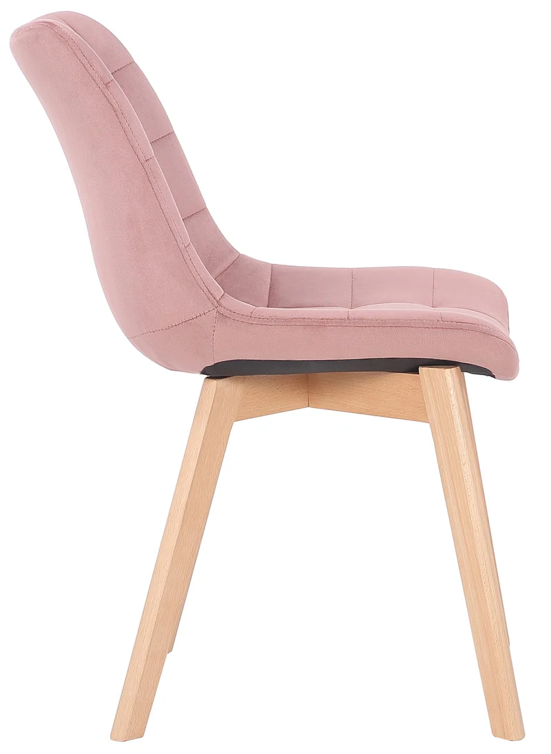 Lot de 2 chaises de salle à manger rembourrage généreux en velours rose piètement en bois 10_0007573