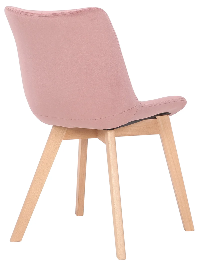 Lot de 2 chaises de salle à manger rembourrage généreux en velours rose piètement en bois 10_0007573