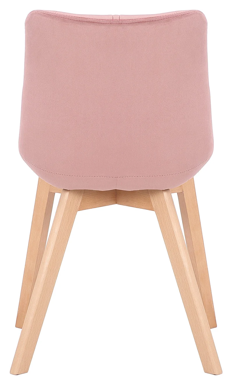 Lot de 2 chaises de salle à manger rembourrage généreux en velours rose piètement en bois 10_0007573