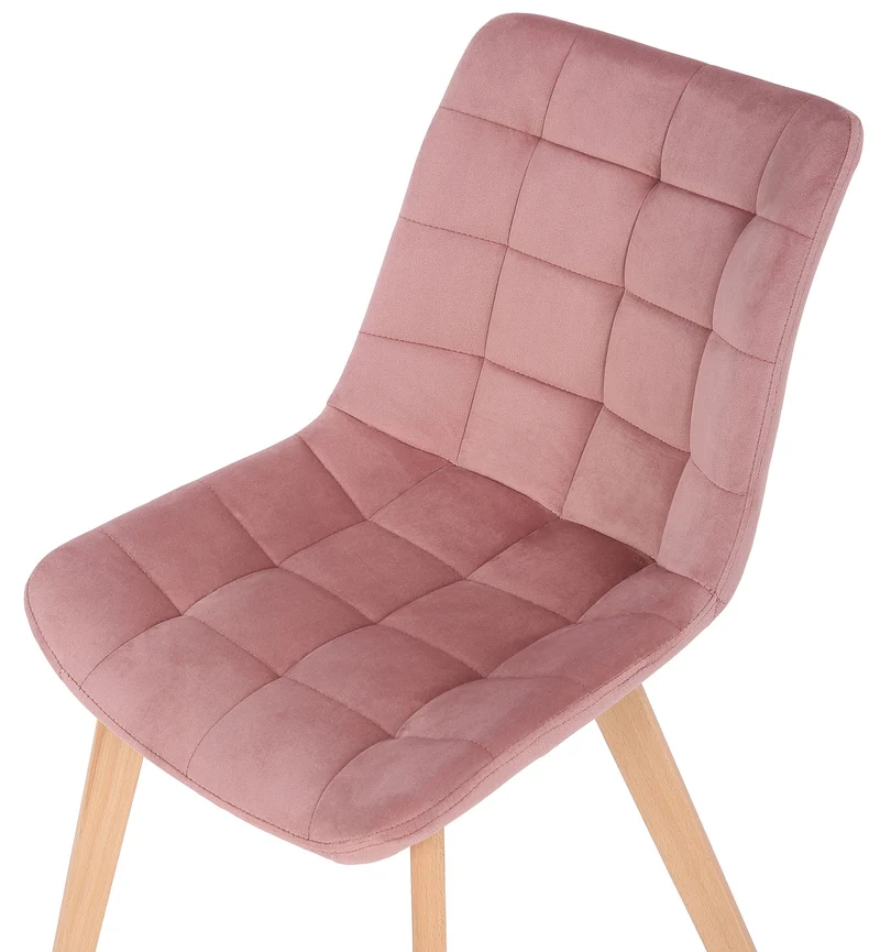 Lot de 2 chaises de salle à manger rembourrage généreux en velours rose piètement en bois 10_0007573