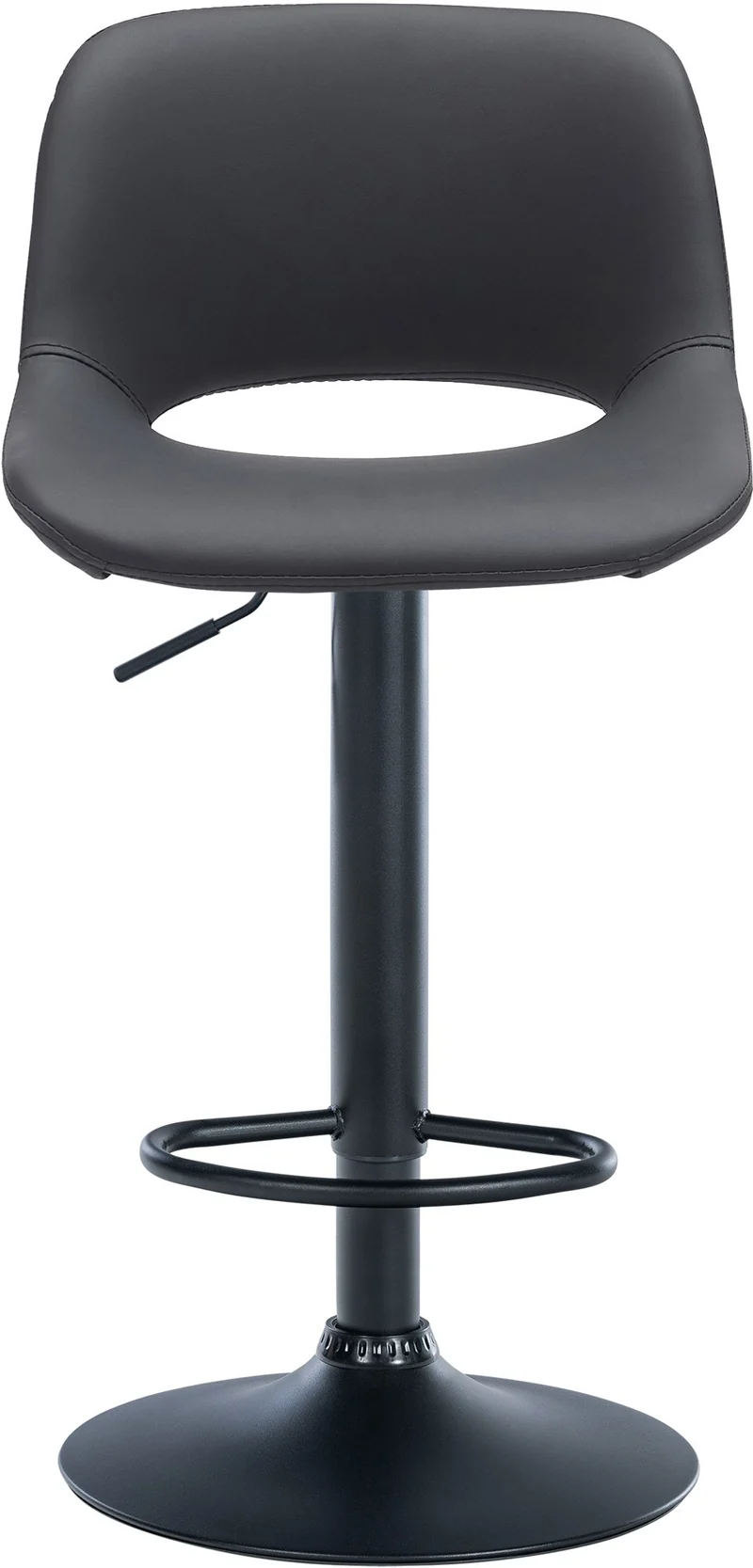 Tabourets de bar chaises haute x2 avec repose-pieds en PVC noir piètement métallique noir 10_0004066