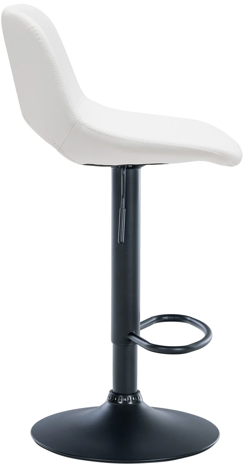 Tabourets de bar chaises haute x2 avec repose-pieds en PVC blanc piètement métallique noir 10_0004064