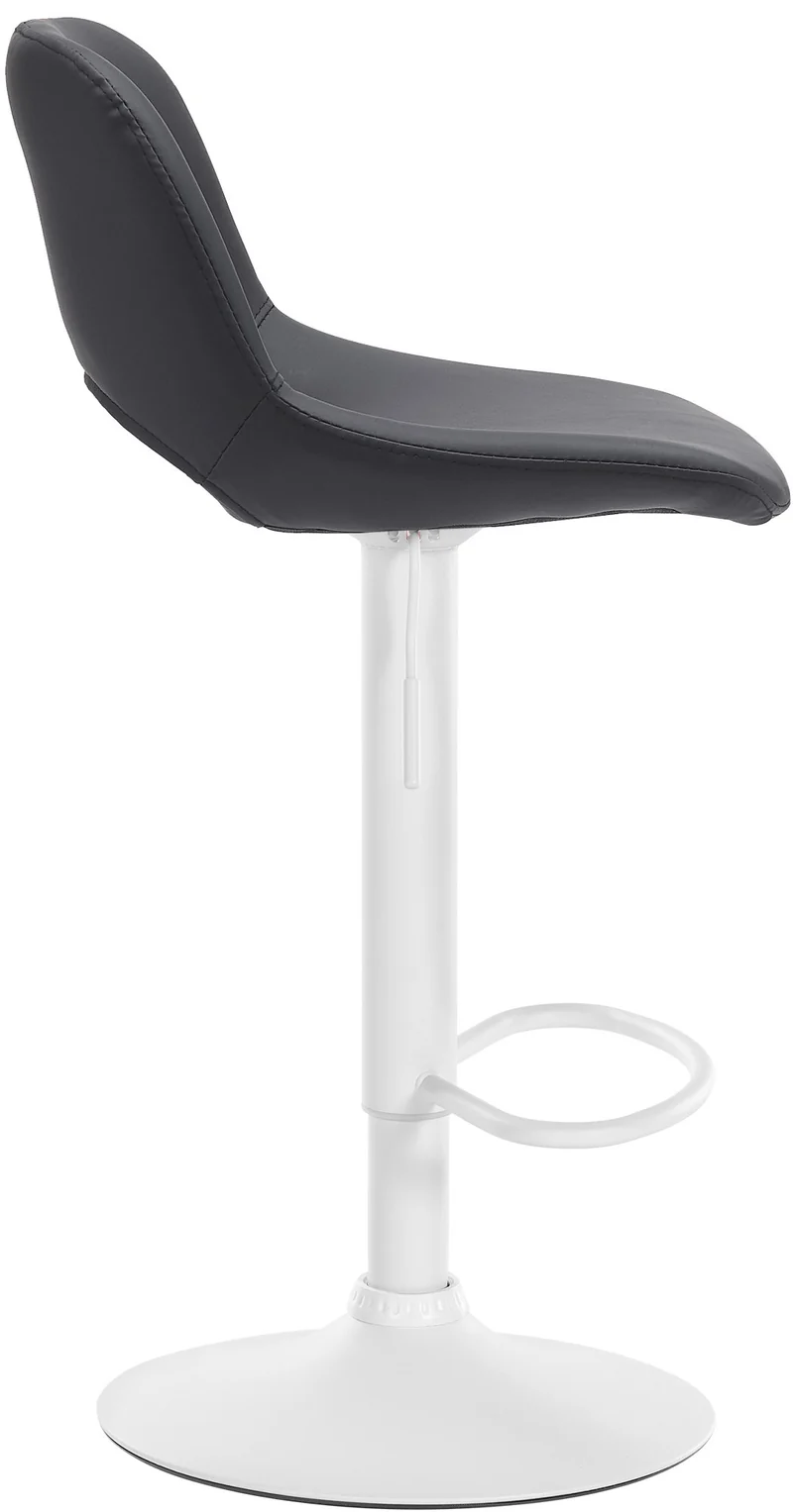 Tabouret de bar chaise haute x1 avec repose-pieds en PVC noir piètement métallique blanc 10_0004588