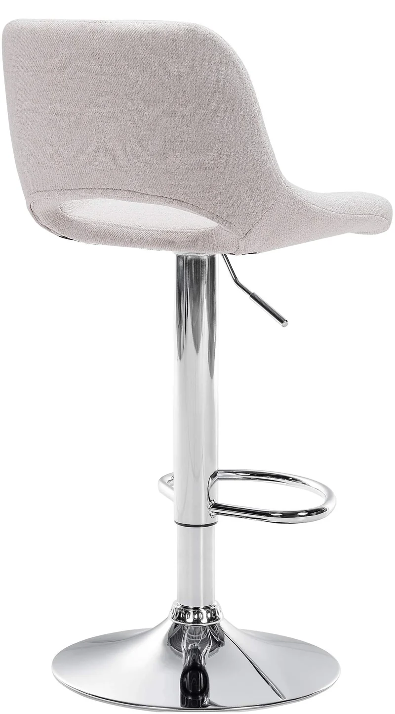 Tabourets de bar chaises haute x2 avec repose-pieds en tissu crème piètement métallique chromé 10_0004093