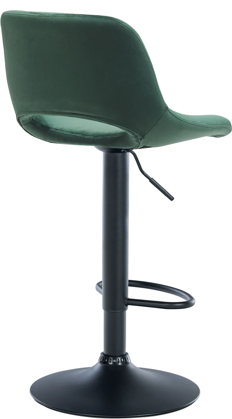 Tabourets de bar chaises haute x2 avec repose-pieds en velours vert piètement métallique noir 10_0004081