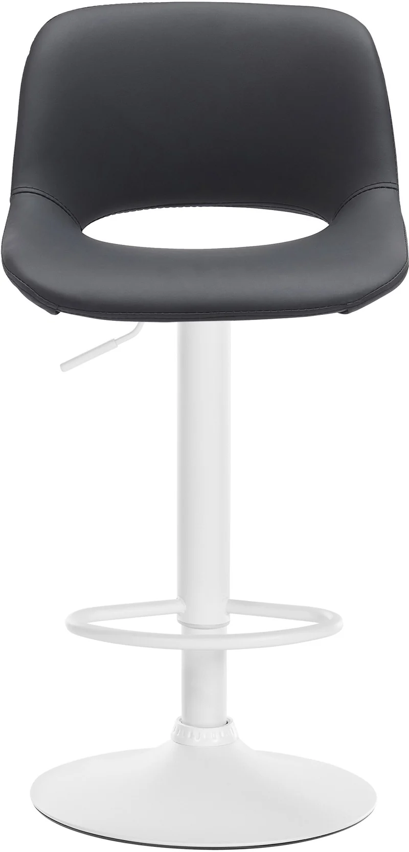 Tabourets de bar chaises haute x2 avec repose-pieds en PVC noir piètement métallique blanc 10_0004070