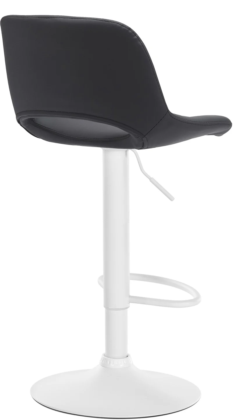 Tabourets de bar chaises haute x2 avec repose-pieds en PVC noir piètement métallique blanc 10_0004070