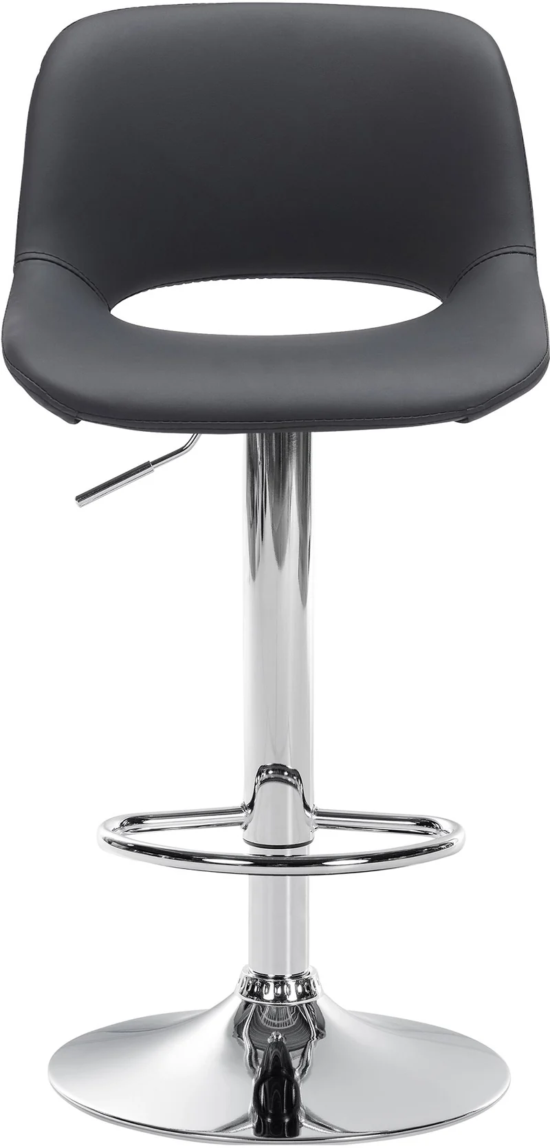 Tabourets de bar chaises haute x2 avec repose-pieds en PVC noir piètement métallique chromé 10_0004062