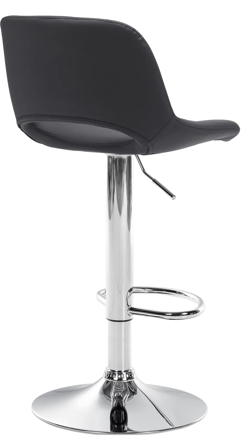 Tabourets de bar chaises haute x2 avec repose-pieds en PVC noir piètement métallique chromé 10_0004062