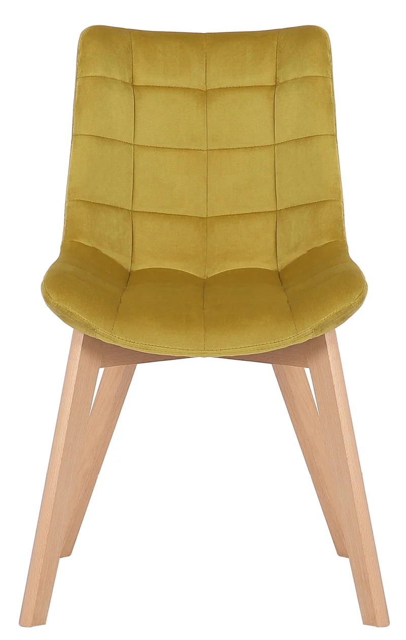 Chaise de salle à manger x1 rembourrage généreux en velours jaune piètement en bois 10_0002082