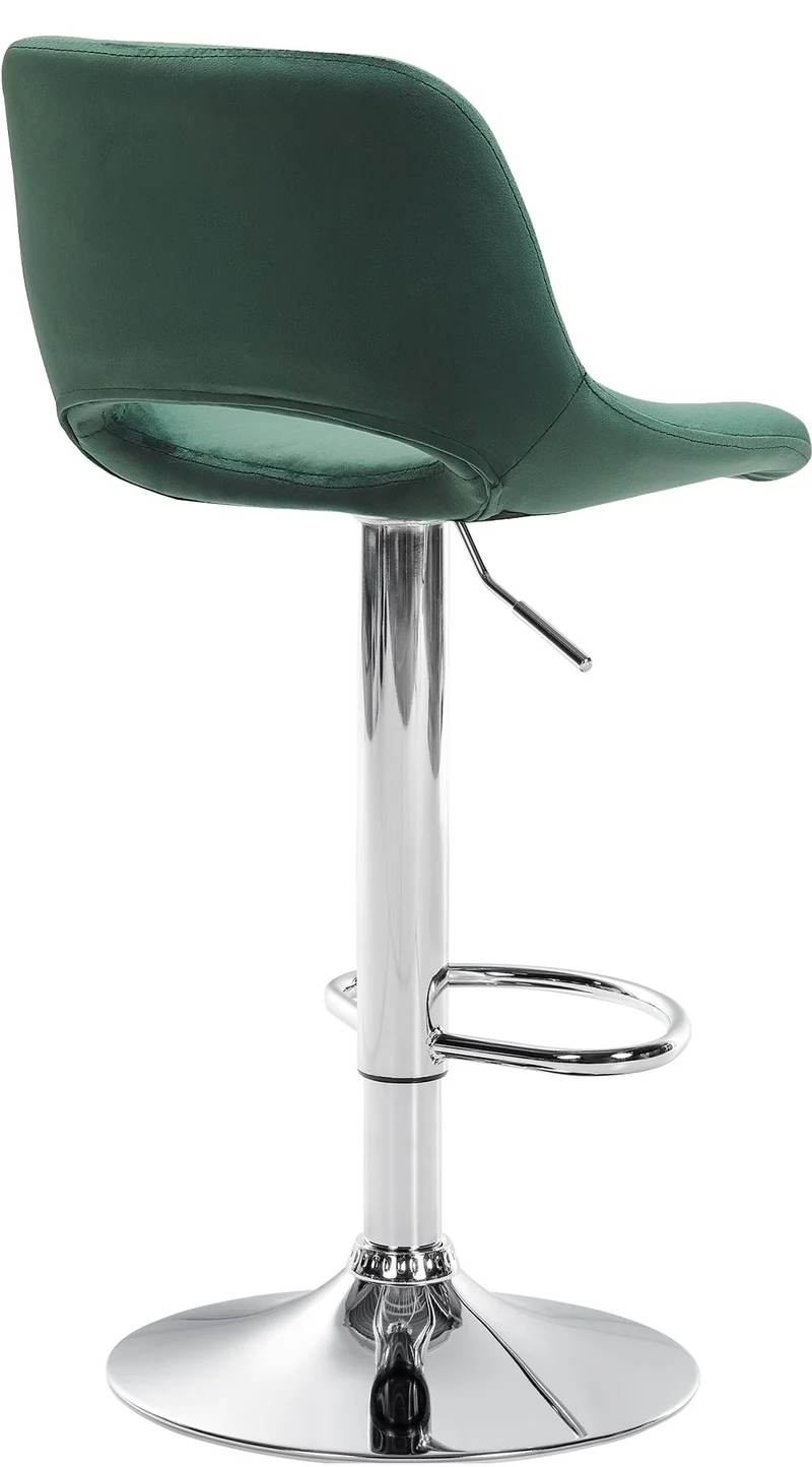 Tabourets de bar chaises haute x2 avec repose-pieds en velours vert piètement métallique chromé 10_0004074
