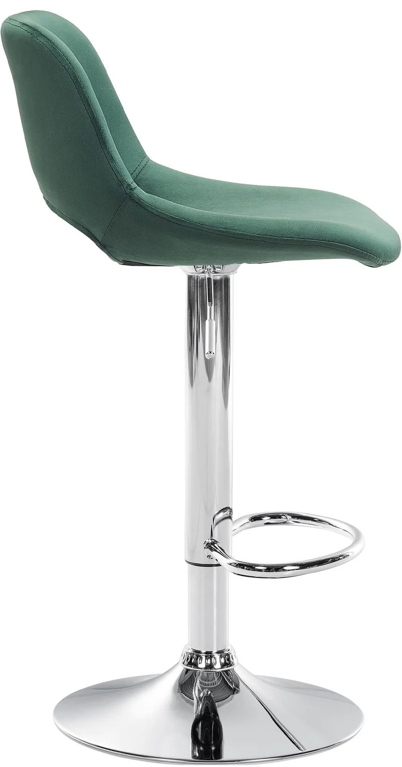 Tabourets de bar chaises haute x2 avec repose-pieds en velours vert piètement métallique chromé 10_0004074