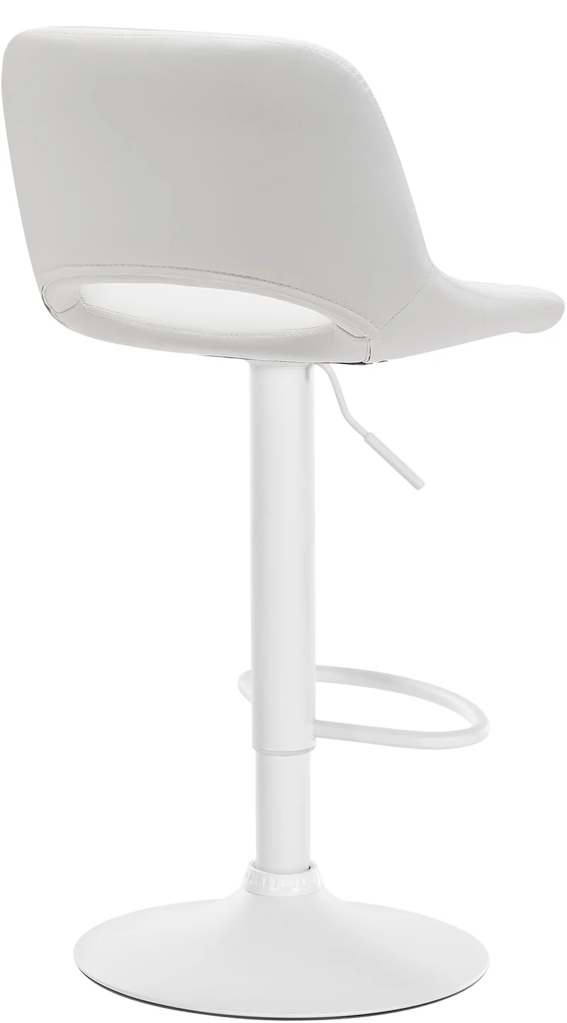 Tabourets de bar chaises haute x2 avec repose-pieds en PVC blanc piètement métallique blanc 10_0004068