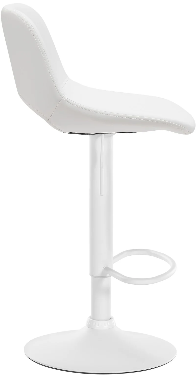 Tabourets de bar chaises haute x2 avec repose-pieds en PVC blanc piètement métallique blanc 10_0004068