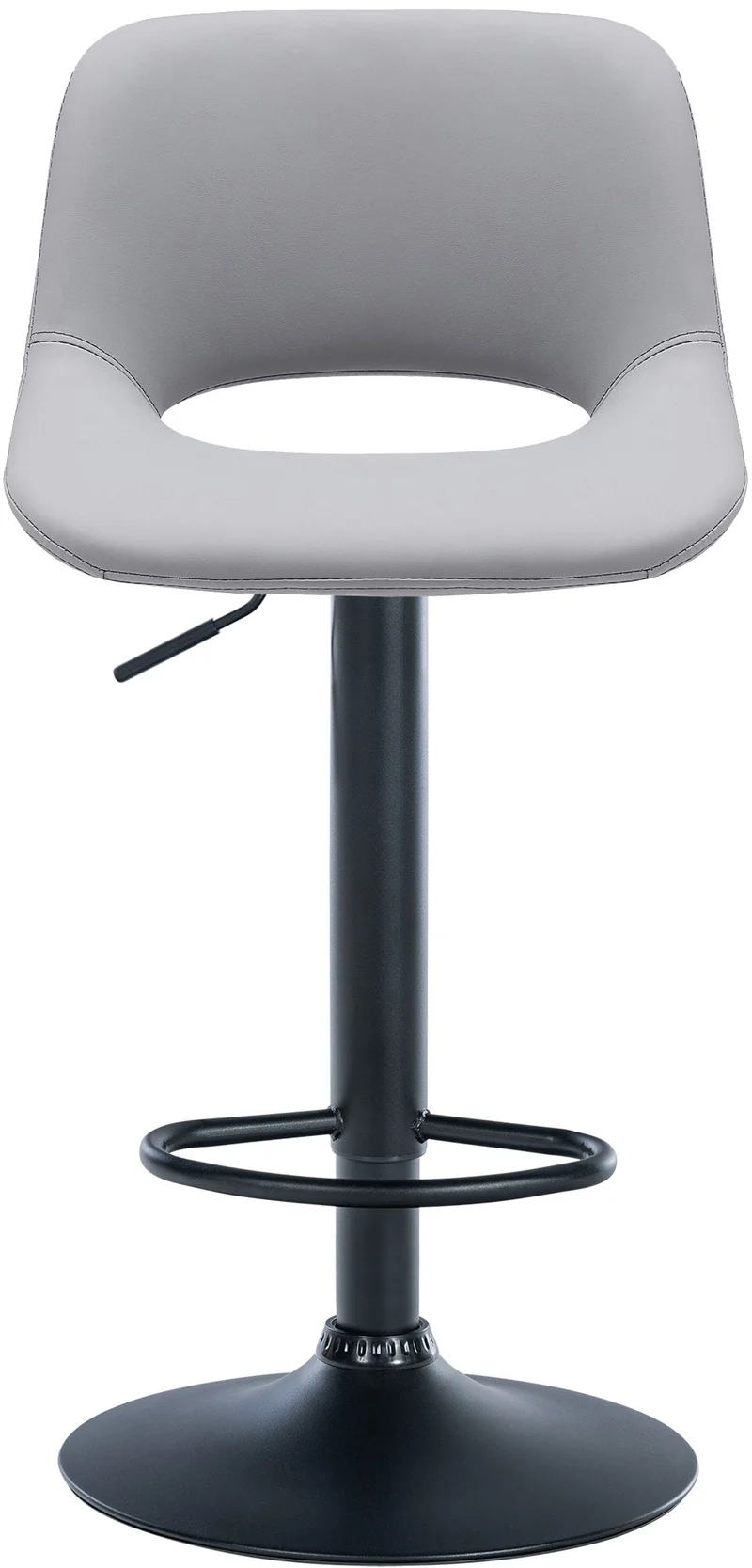 Tabourets de bar chaises haute x2 avec repose-pieds en PVC gris piètement métallique noir 10_0004065