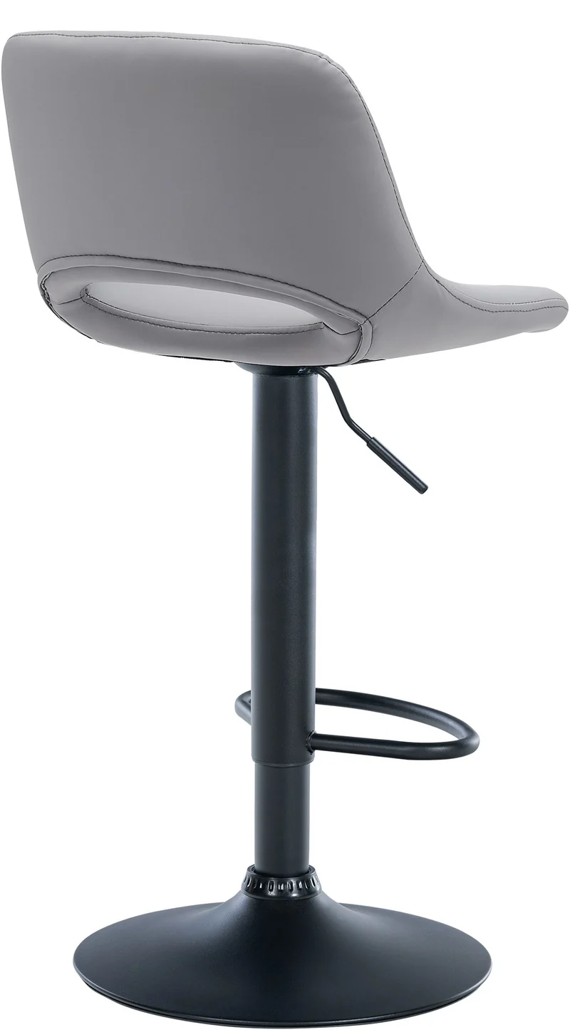 Tabourets de bar chaises haute x2 avec repose-pieds en PVC gris piètement métallique noir 10_0004065
