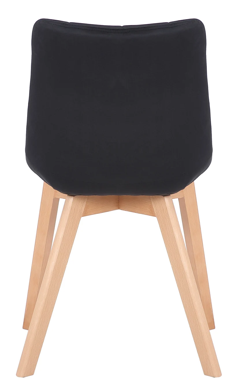 Chaise de salle à manger x1 rembourrage généreux en velours noir piètement en bois 10_0002087