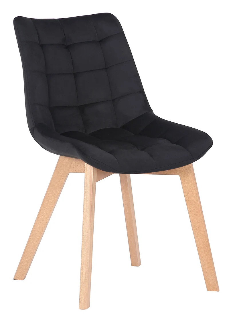 Lot de 2 chaises de salle à manger rembourrage généreux en velours noir piètement en bois 10_0007742