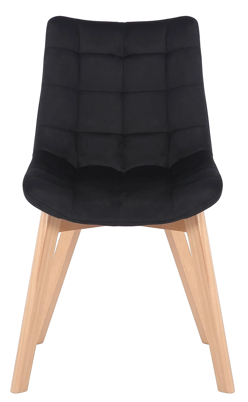 Lot de 2 chaises de salle à manger rembourrage généreux en velours noir piètement en bois 10_0007742