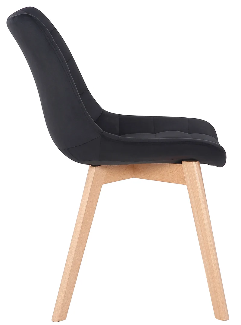 Lot de 2 chaises de salle à manger rembourrage généreux en velours noir piètement en bois 10_0007742