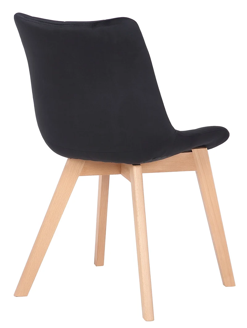 Lot de 2 chaises de salle à manger rembourrage généreux en velours noir piètement en bois 10_0007742
