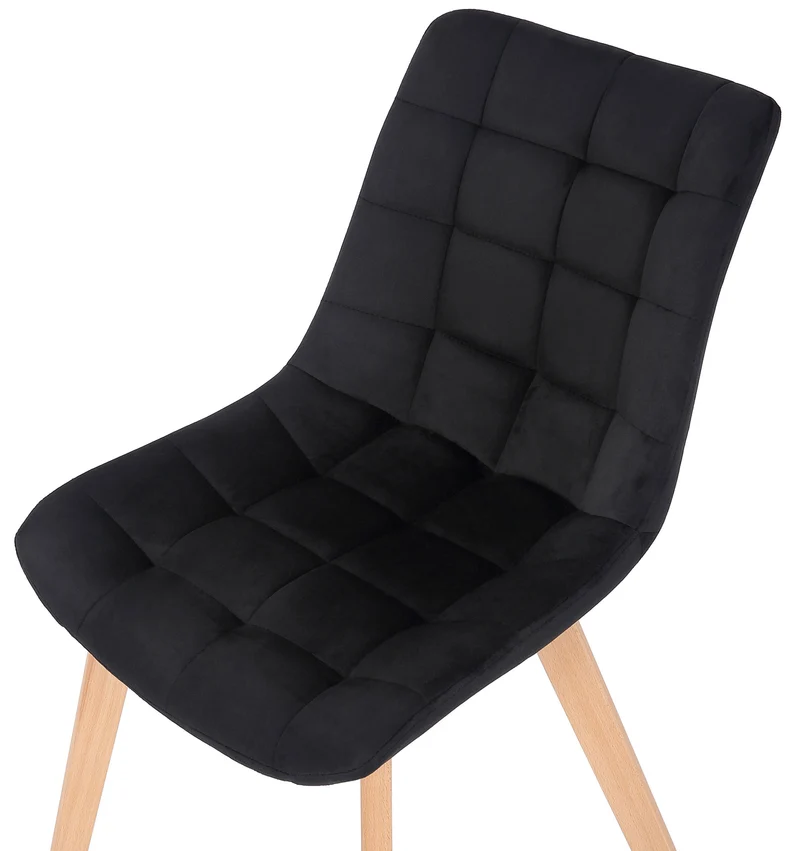Lot de 2 chaises de salle à manger rembourrage généreux en velours noir piètement en bois 10_0007742
