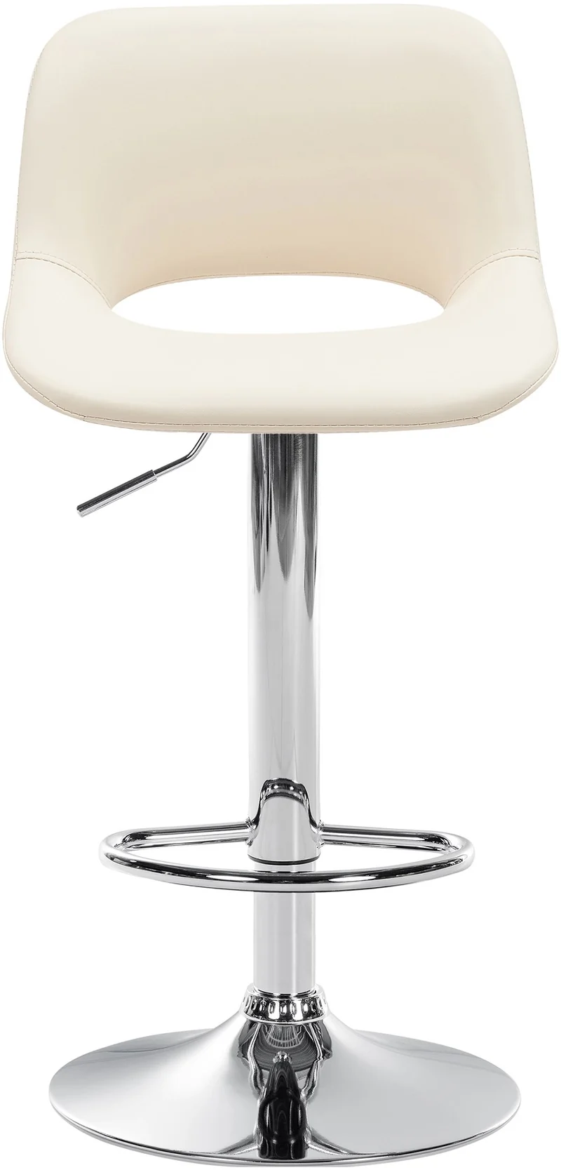 Tabourets de bar chaises haute x2 avec repose-pieds en PVC crème piètement métallique chromé 10_0004063