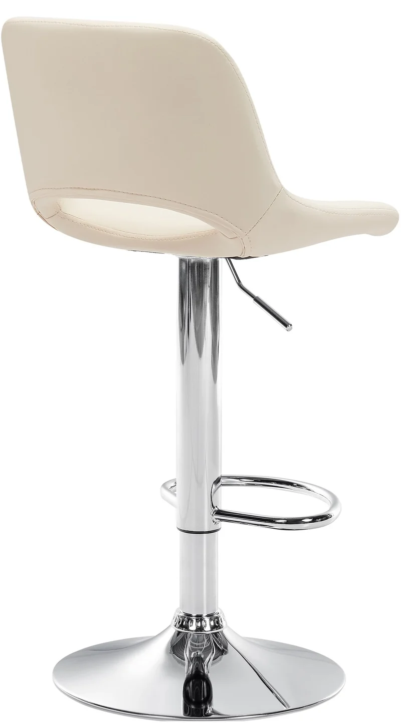 Tabourets de bar chaises haute x2 avec repose-pieds en PVC crème piètement métallique chromé 10_0004063
