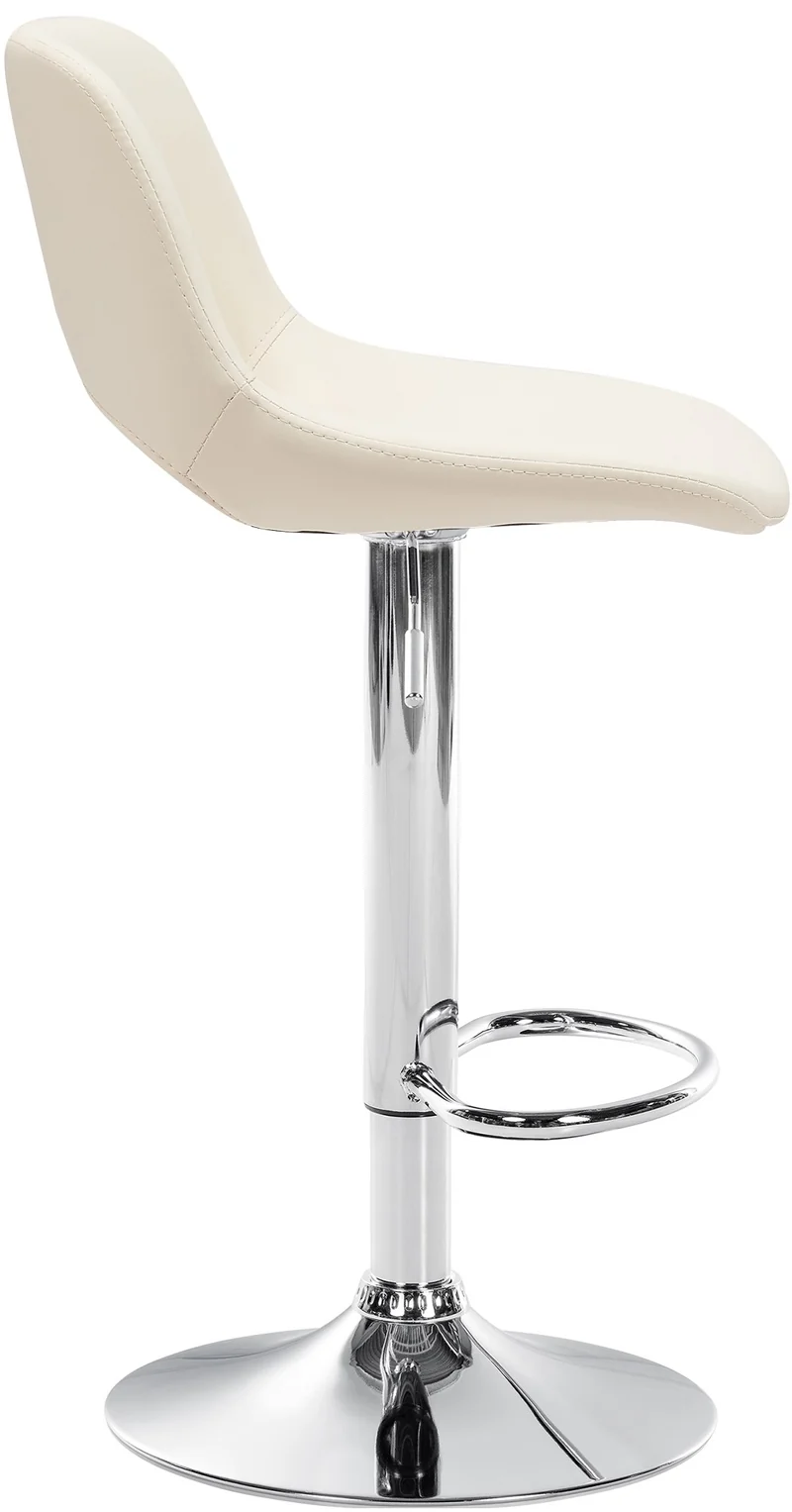 Tabourets de bar chaises haute x2 avec repose-pieds en PVC crème piètement métallique chromé 10_0004063