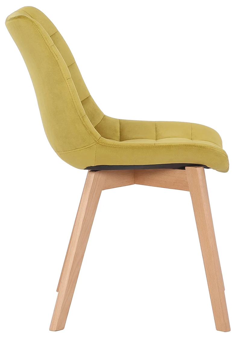 Lot de 2 chaises de salle à manger rembourrage généreux en velours jaune piètement en bois 10_0007769