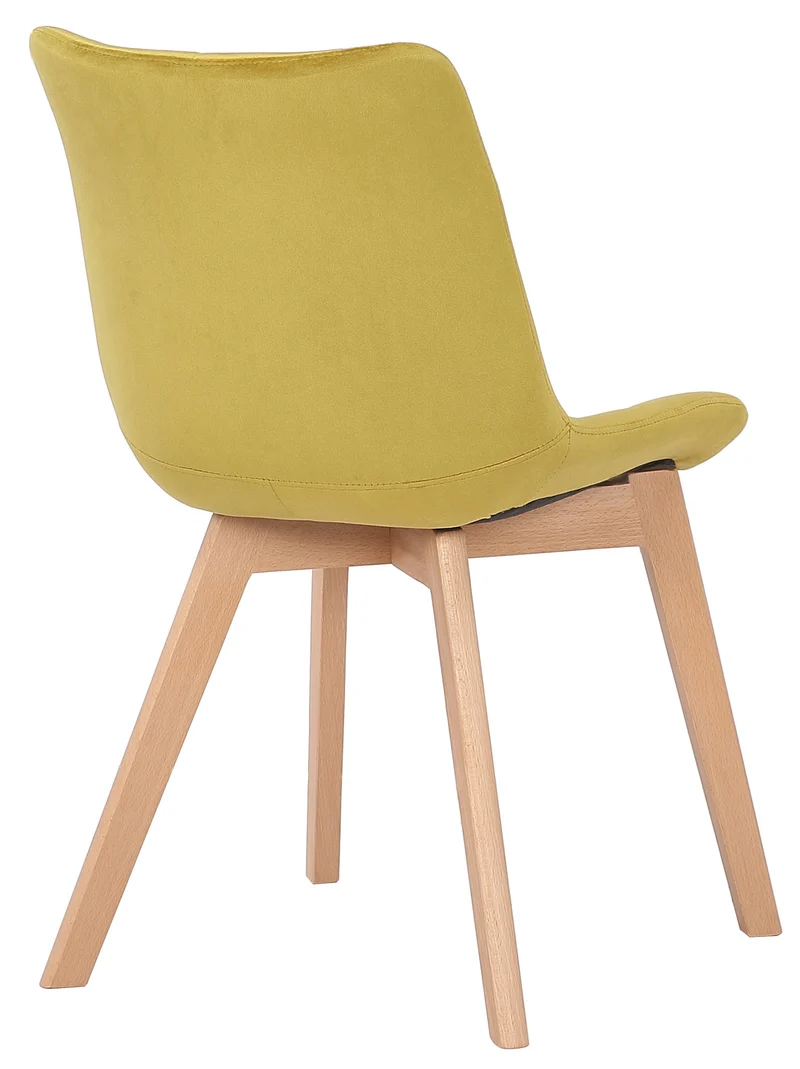 Lot de 2 chaises de salle à manger rembourrage généreux en velours jaune piètement en bois 10_0007769