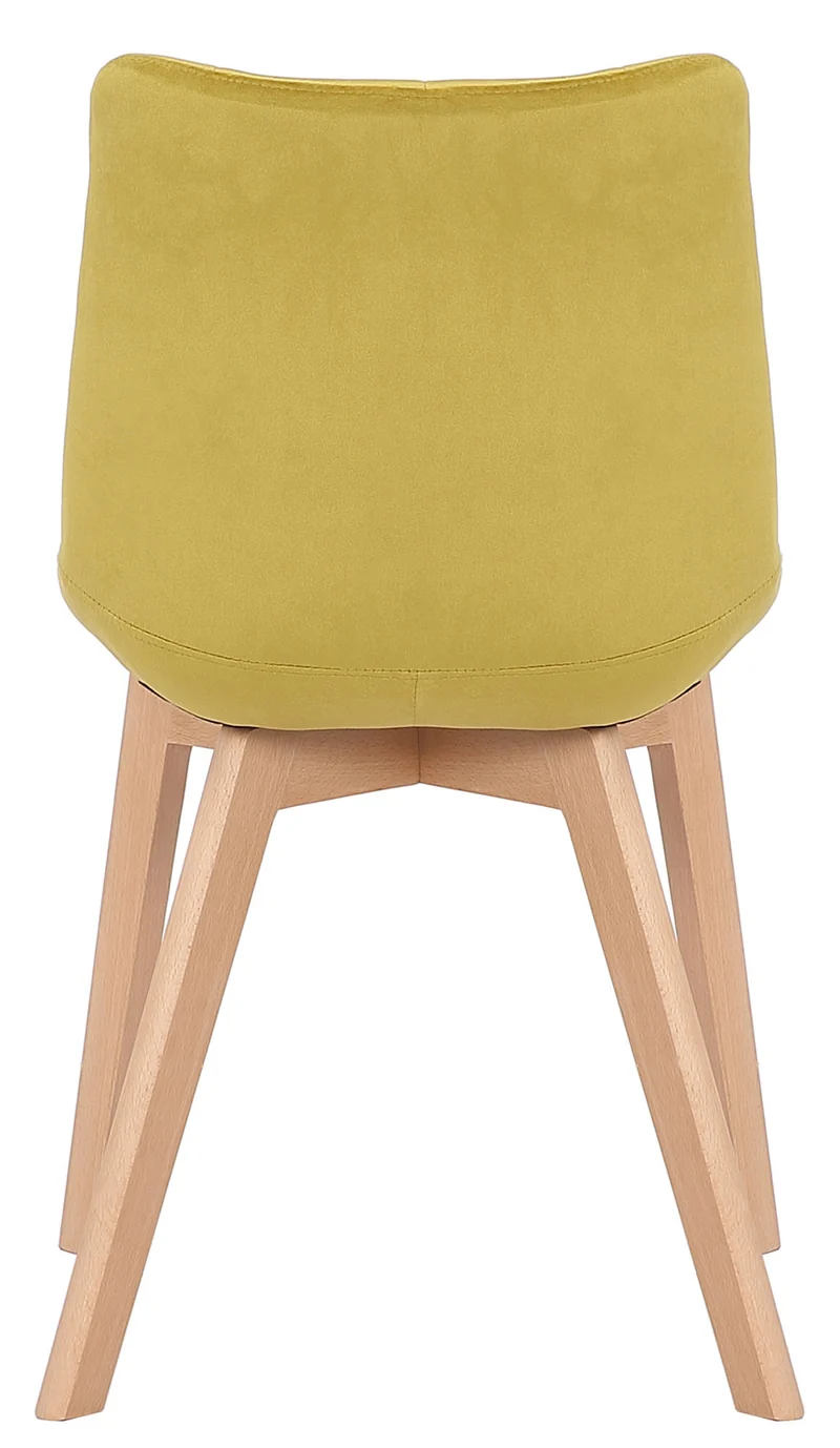 Lot de 2 chaises de salle à manger rembourrage généreux en velours jaune piètement en bois 10_0007769