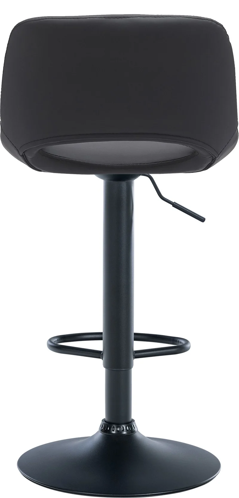 Tabouret de bar chaise haute x1 avec repose-pieds en PVC noir piètement métallique noir 10_0004584