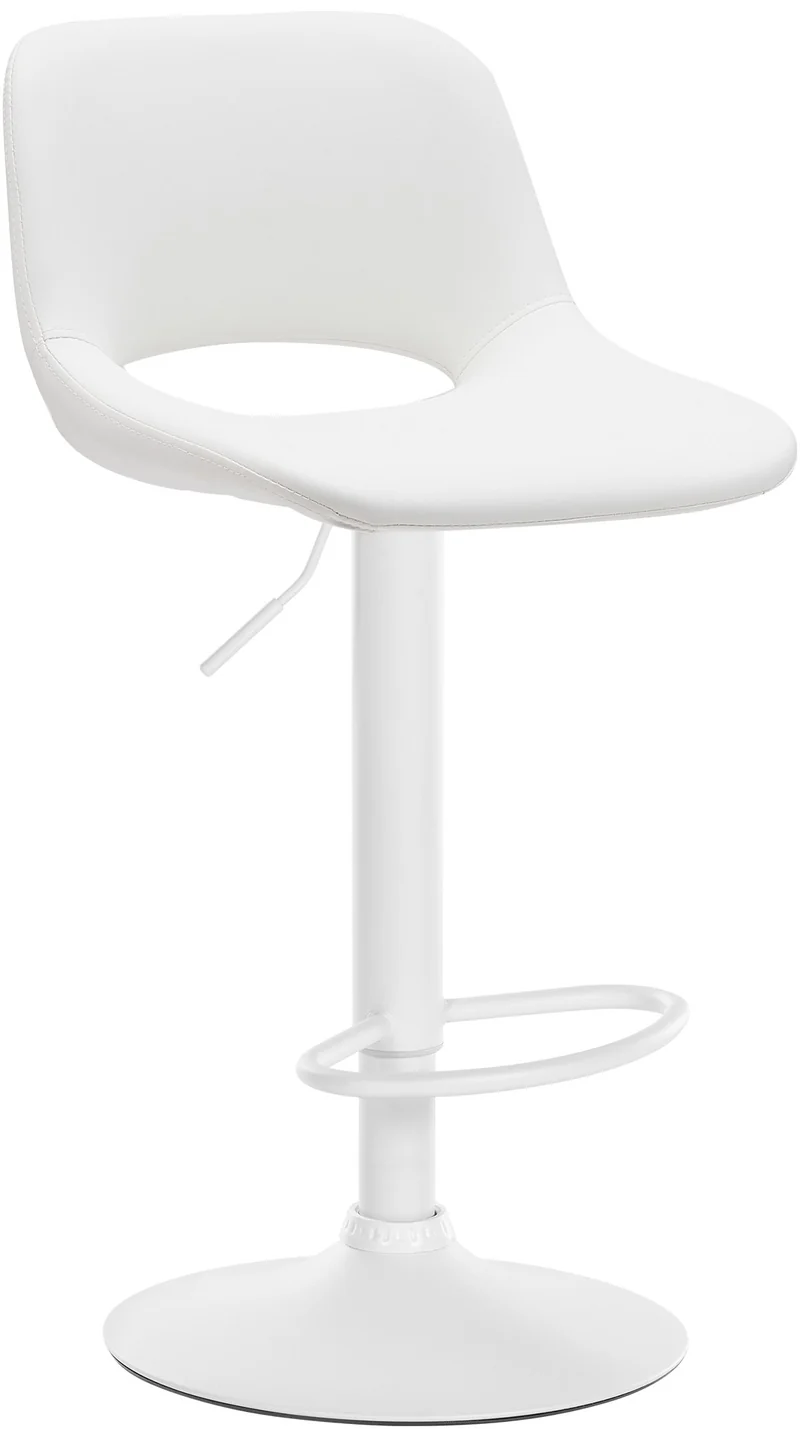 Tabouret de bar chaise haute x1 avec repose-pieds en PVC blanc piètement métallique blanc 10_0004586