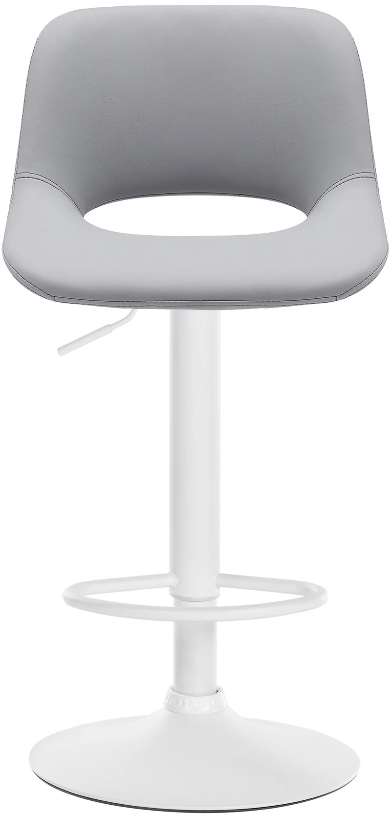 Tabourets de bar chaises haute x2 avec repose-pieds en PVC gris piètement métallique blanc 10_0004069
