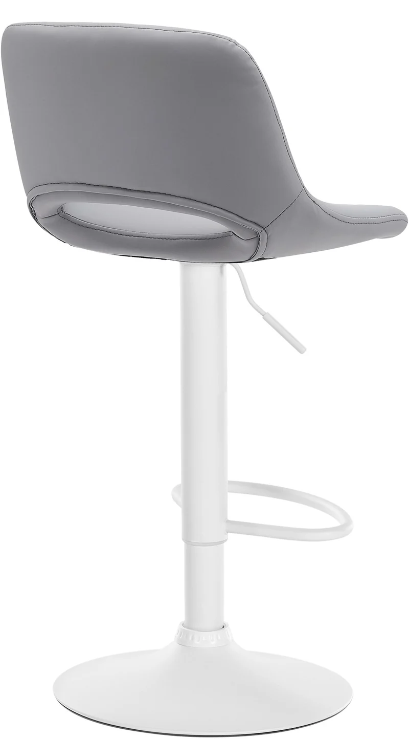 Tabourets de bar chaises haute x2 avec repose-pieds en PVC gris piètement métallique blanc 10_0004069