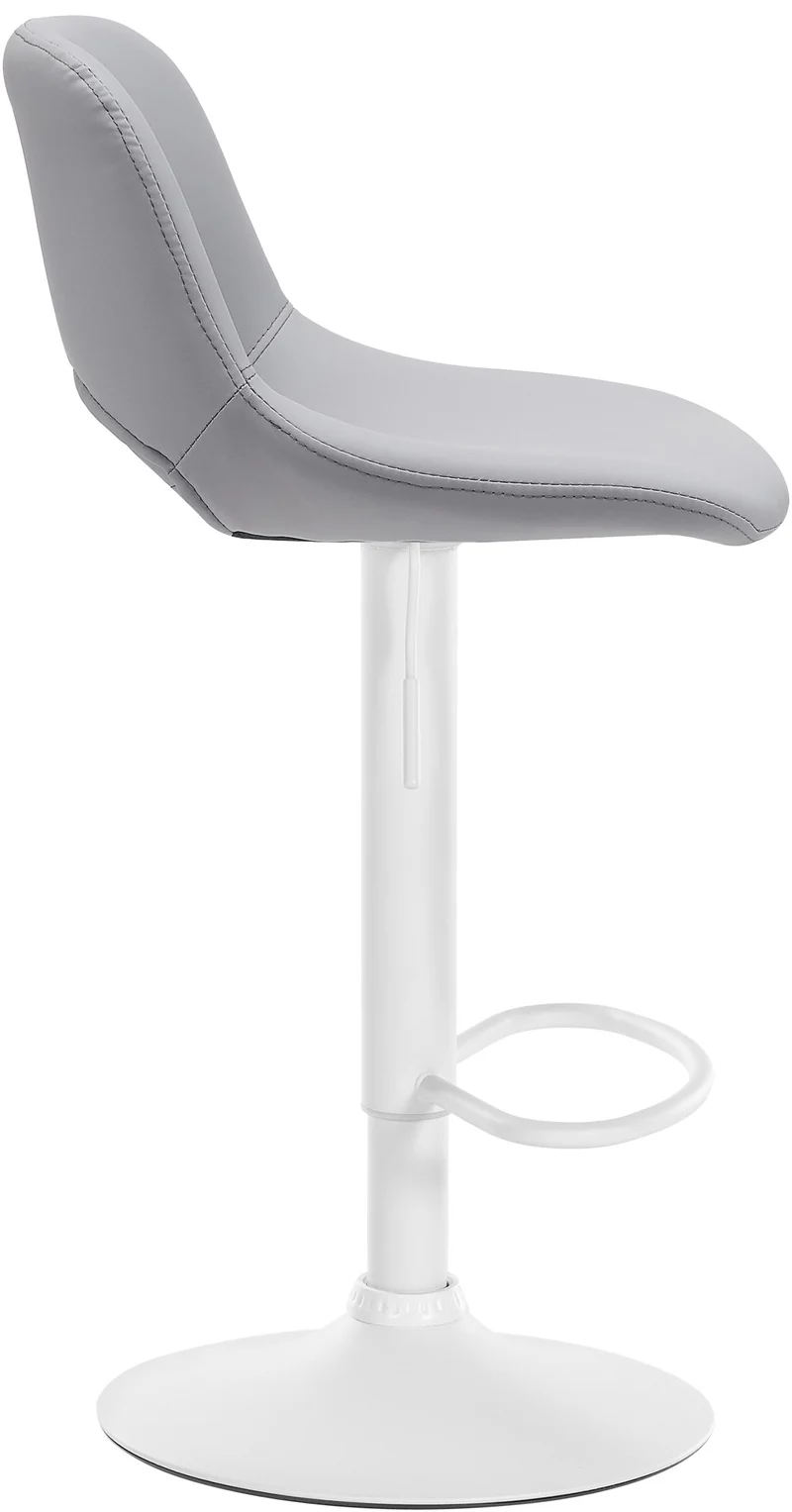 Tabourets de bar chaises haute x2 avec repose-pieds en PVC gris piètement métallique blanc 10_0004069