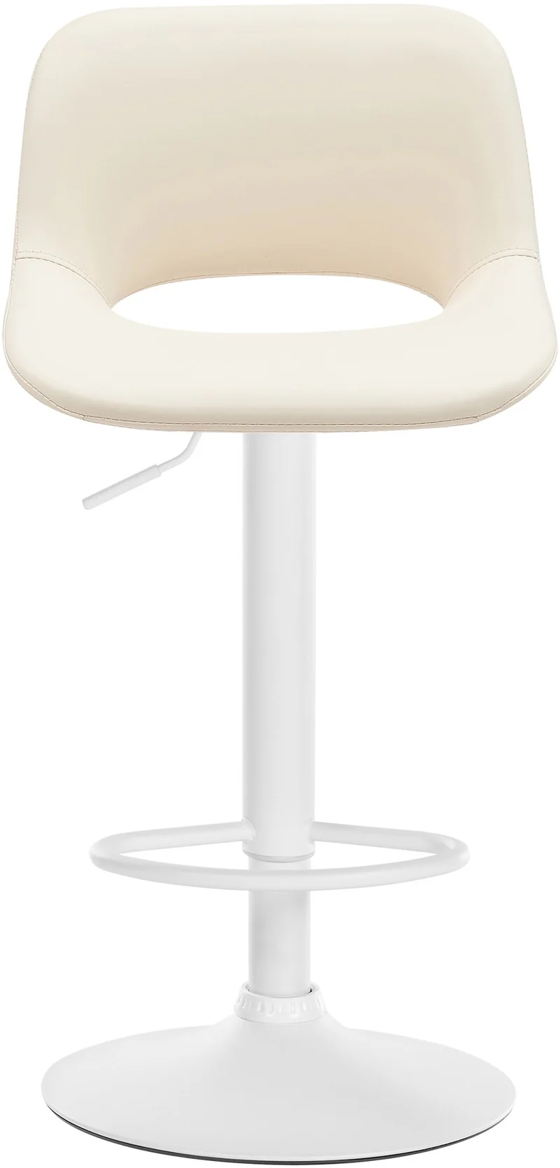 Tabourets de bar chaises haute x2 avec repose-pieds en PVC crème piètement métallique blanc 10_0004071