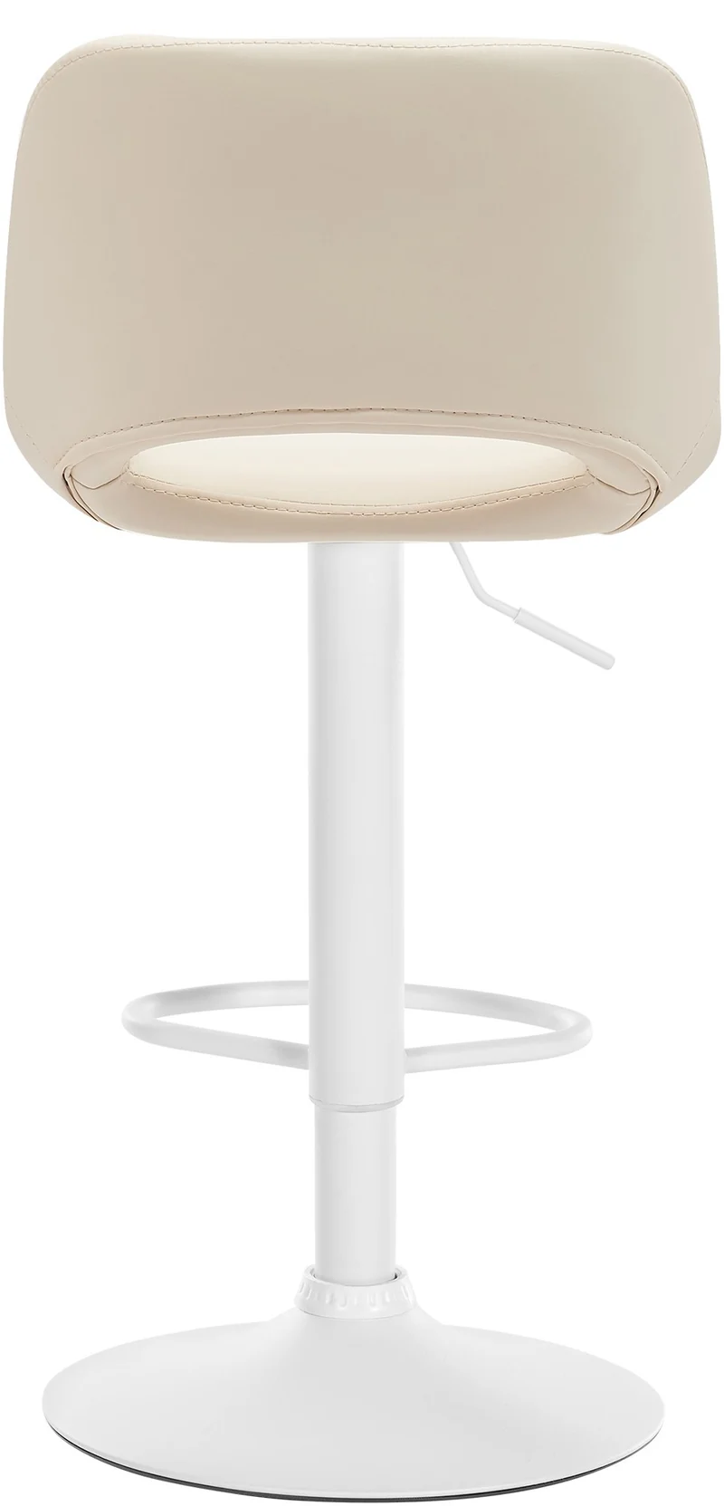 Tabourets de bar chaises haute x2 avec repose-pieds en PVC crème piètement métallique blanc 10_0004071
