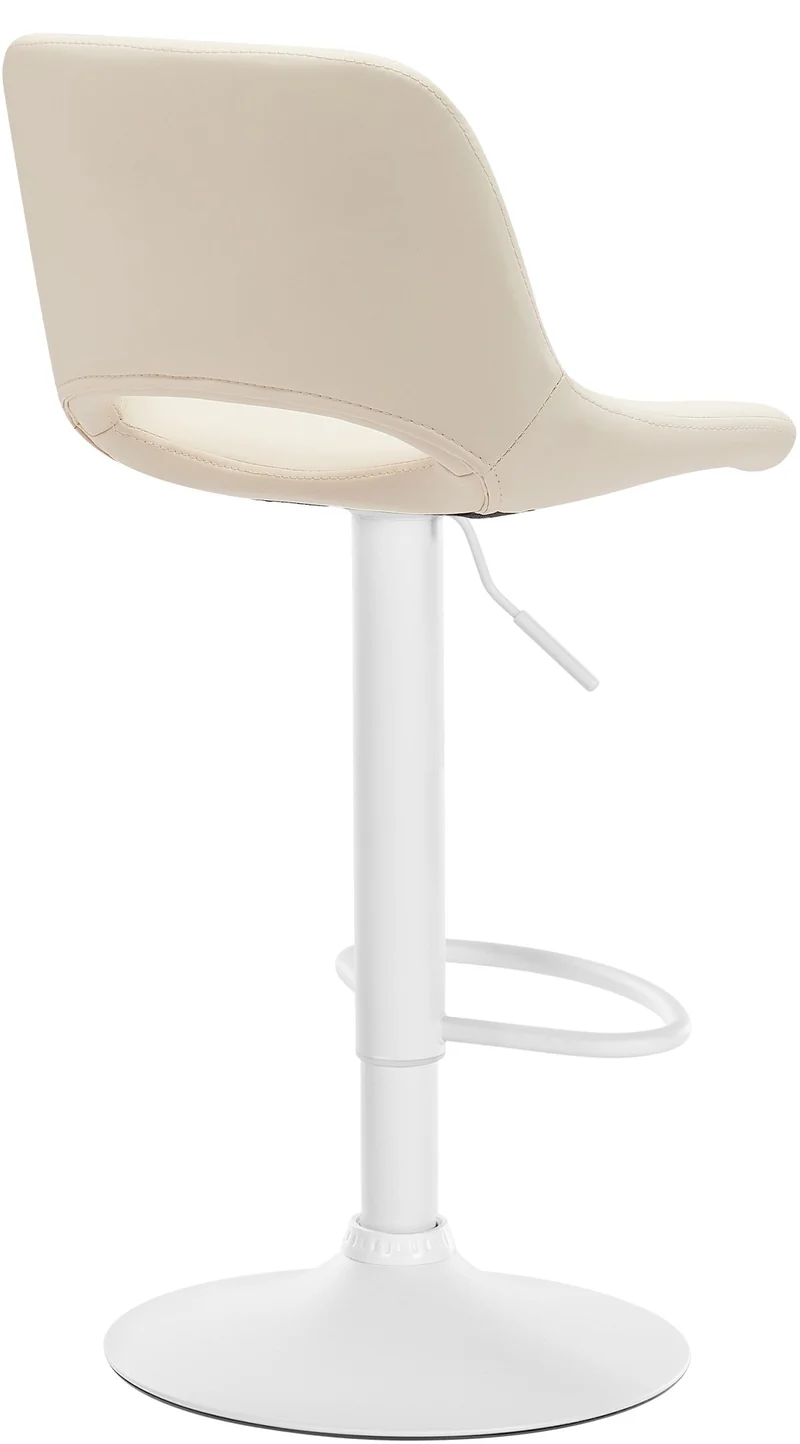 Tabourets de bar chaises haute x2 avec repose-pieds en PVC crème piètement métallique blanc 10_0004071